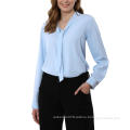 Women's Bow Tie Neck Chiffon Blouses Dressy Work Shirt Long Sleeve Casual Office Wear